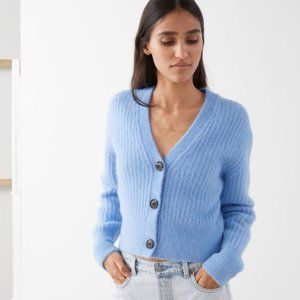 Other Stories Stockholm Atelier Cardigan Sweater Womens S Wool Alpaca Blue